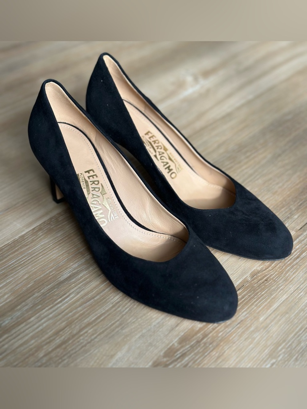 Salvatore Ferragamo Black Suede Classic Pump
